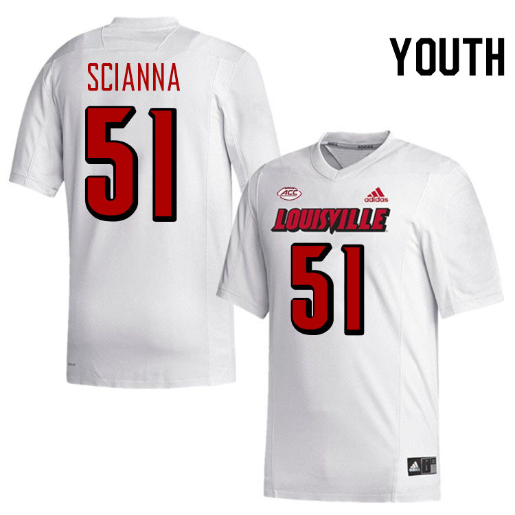 Youth #51 Jake Scianna Louisville Cardinals College Football Jerseys Stitched-White